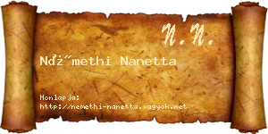 Némethi Nanetta névjegykártya